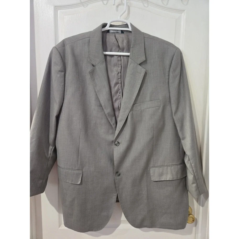 Perry Ellis Suit Jacket Gray 50 L Poly Blend